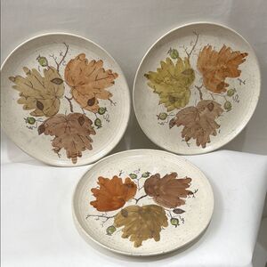 Poppytrail Woodland Gold Brown Orange Autumn Leaf Dinnerware Hand Decorated Set